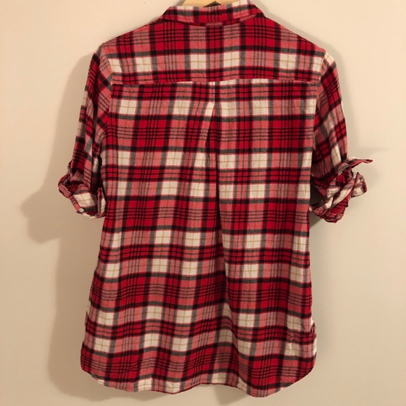 H&M Red Plaid Flannel Shirt - Picture 7 of 9